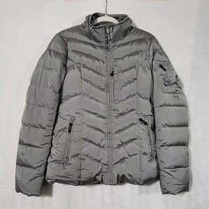 Eddie Bauer Jacket Womens Small Gray Goose Down Puffer 650 Fill No Hood Winter